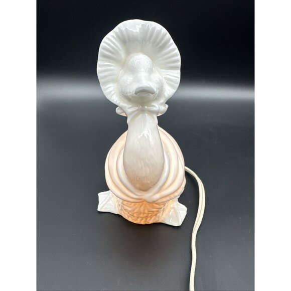 Vintage 80’s Schmid Beatrix Potter Duck Goose Anthropomorphic White Ceramic Lamp - Picture 9 of 16